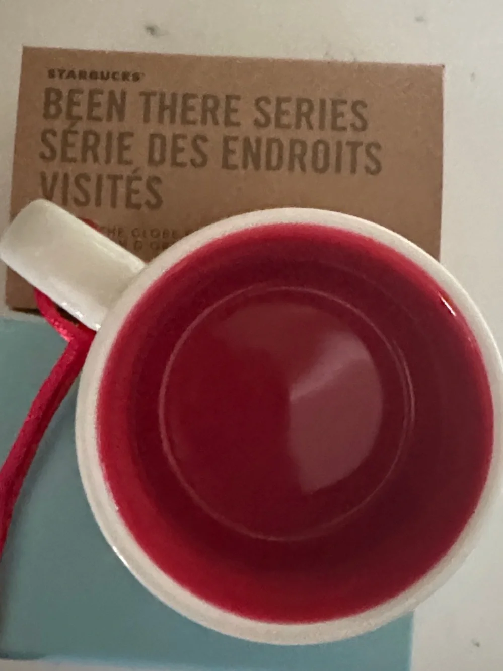 Starbucks 2oz Canada Ornament Mug in Pink and Red